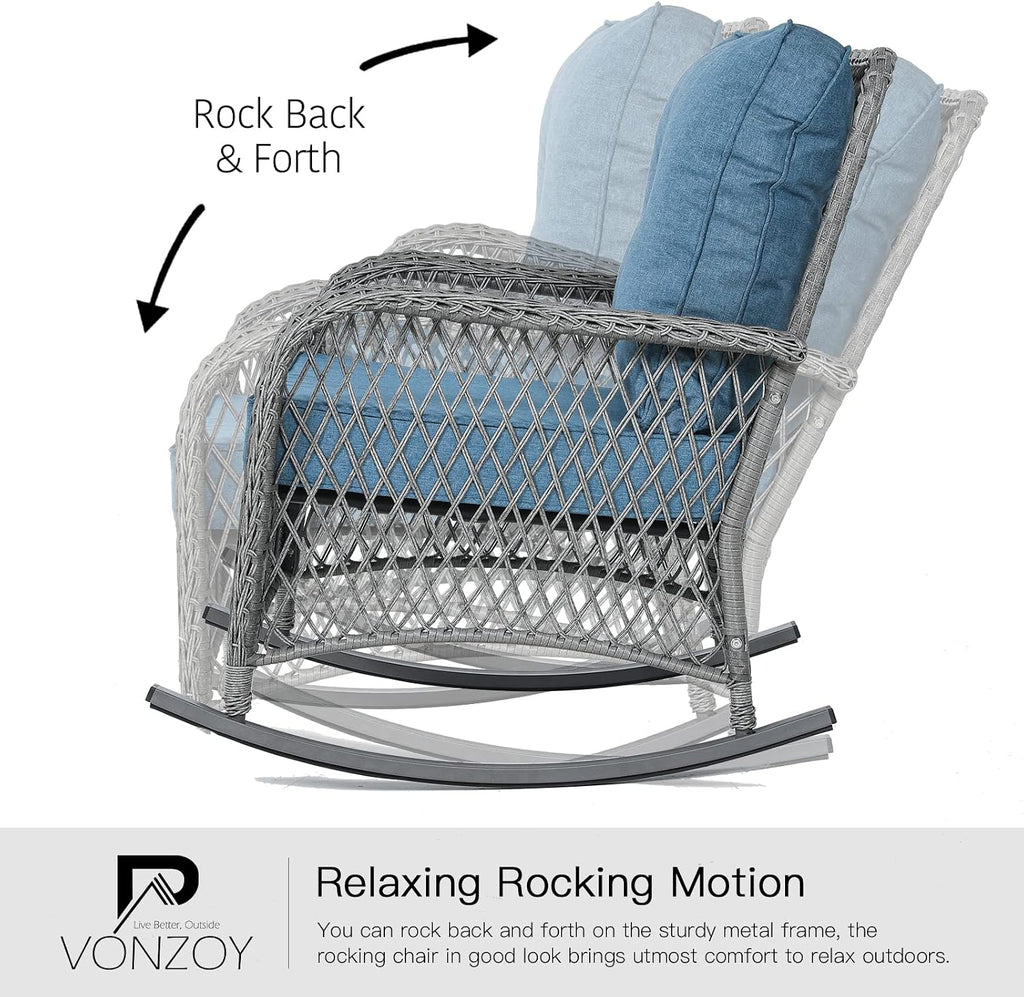 3 Piece Wicker Rocking Bistro Set