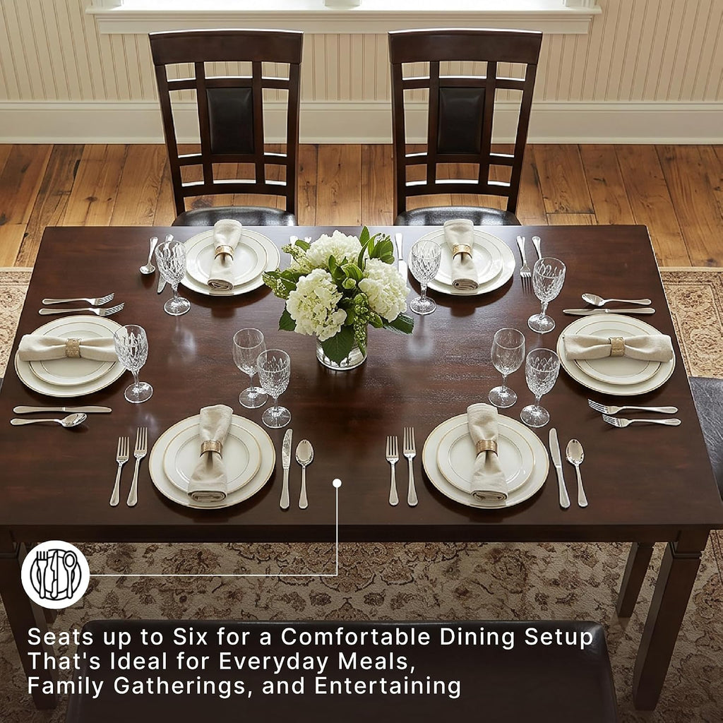 6-Piece Brown Dining Set with Bench