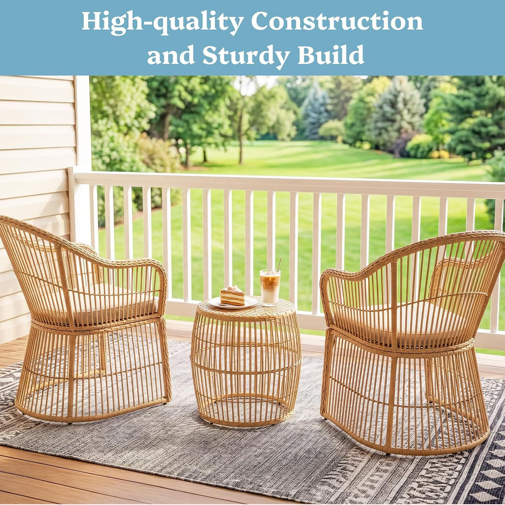 2 Piece Wicker Chair Set With Coffee Table