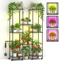 Metal Plant Stand with Grow Lights Black