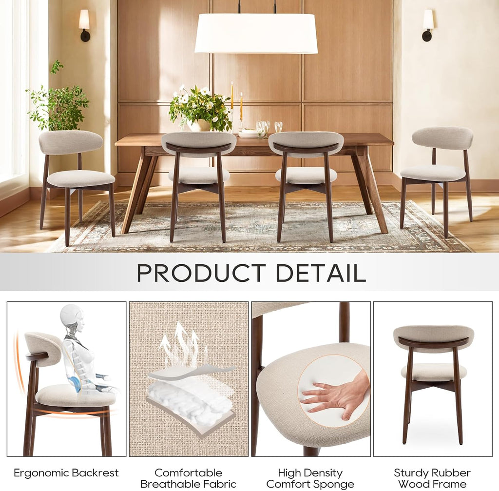 Set of 2 Beige Fabric Dining Chairs