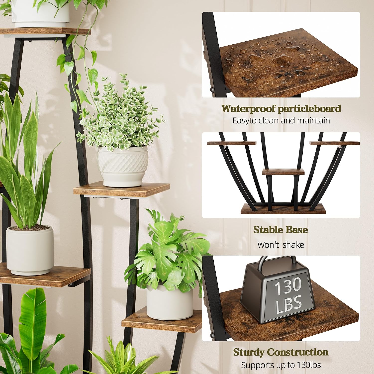 59" 10 Tier Corner Plant Stand with Grow Lights