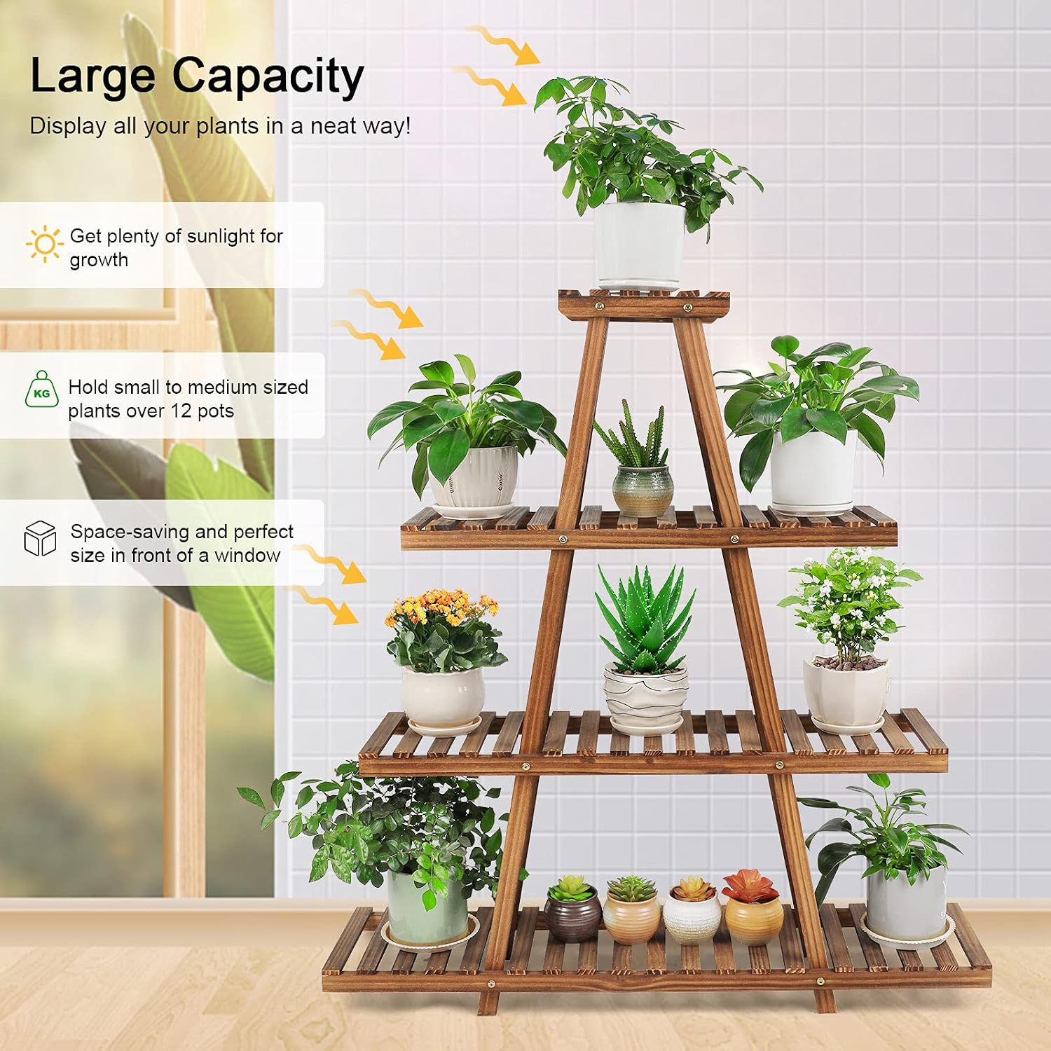 4 Tier A Frame Wood Plant Stand