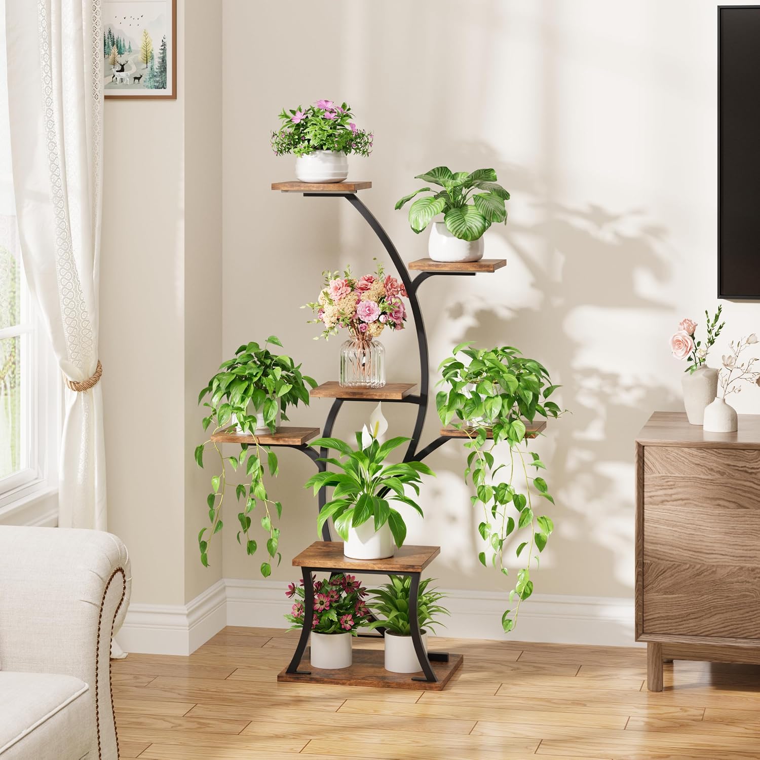44" 7 Tier Plant Stand with Grow Lights
