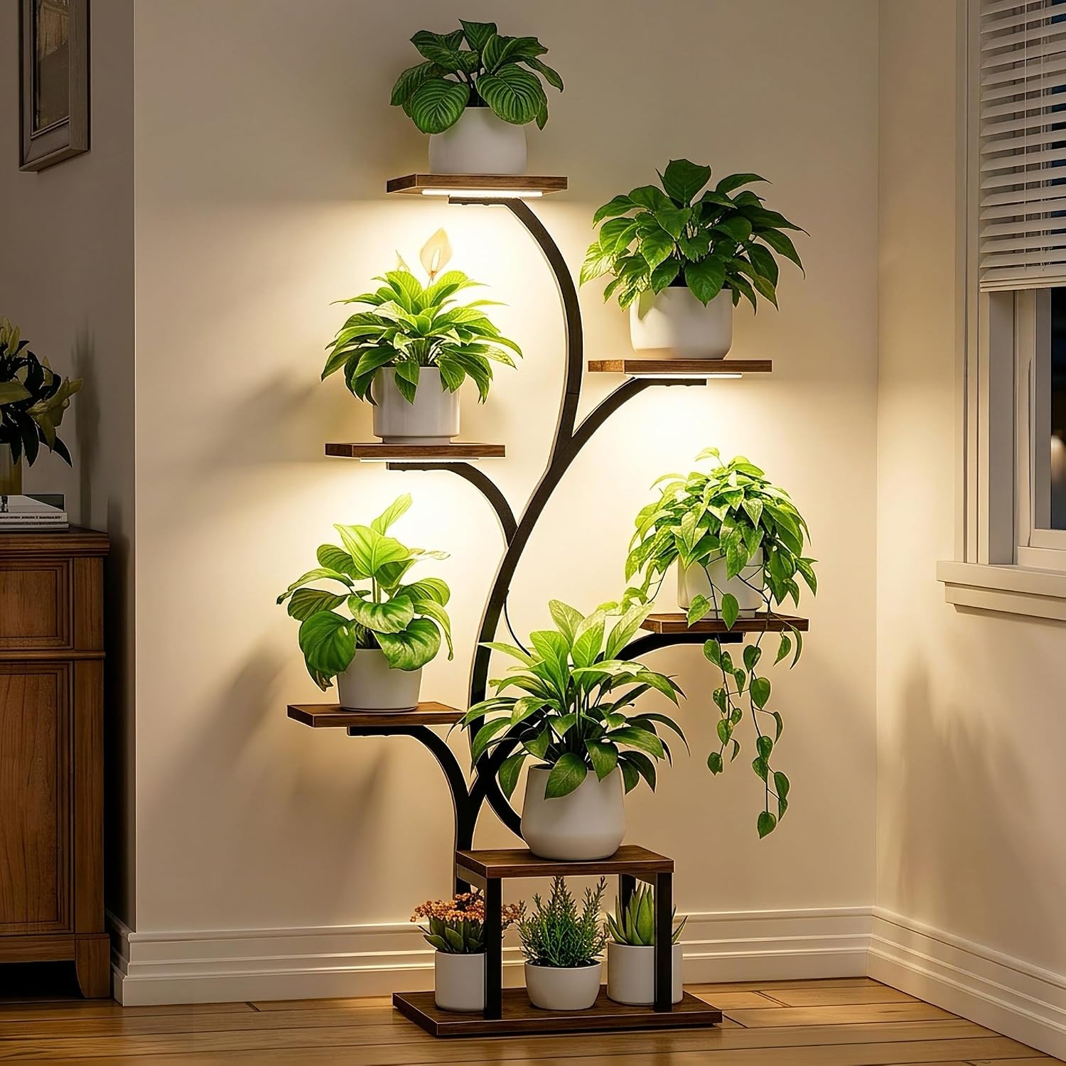 49" Tree-Shaped Plant Stand With Grow Lights