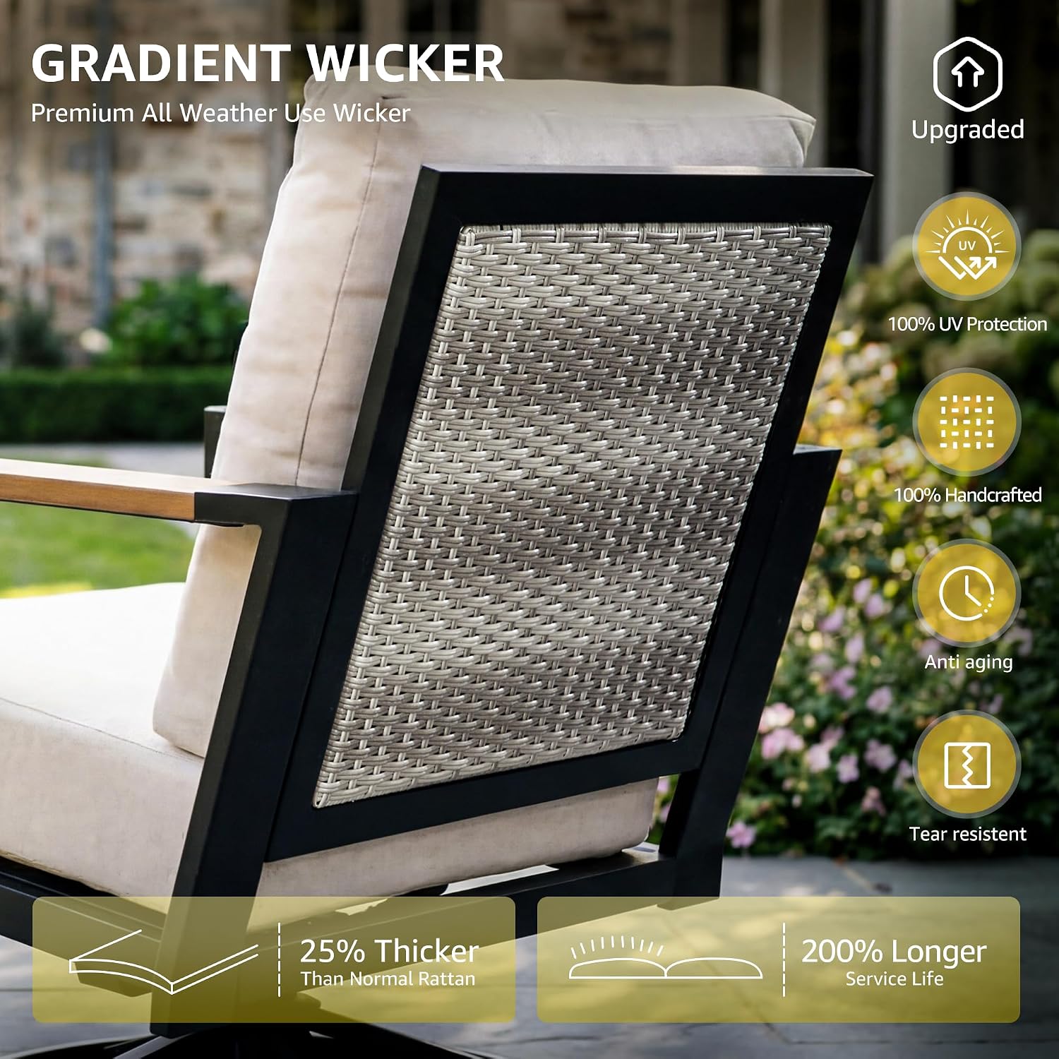 3 Piece Wicker Swivel Glider Bistro Set