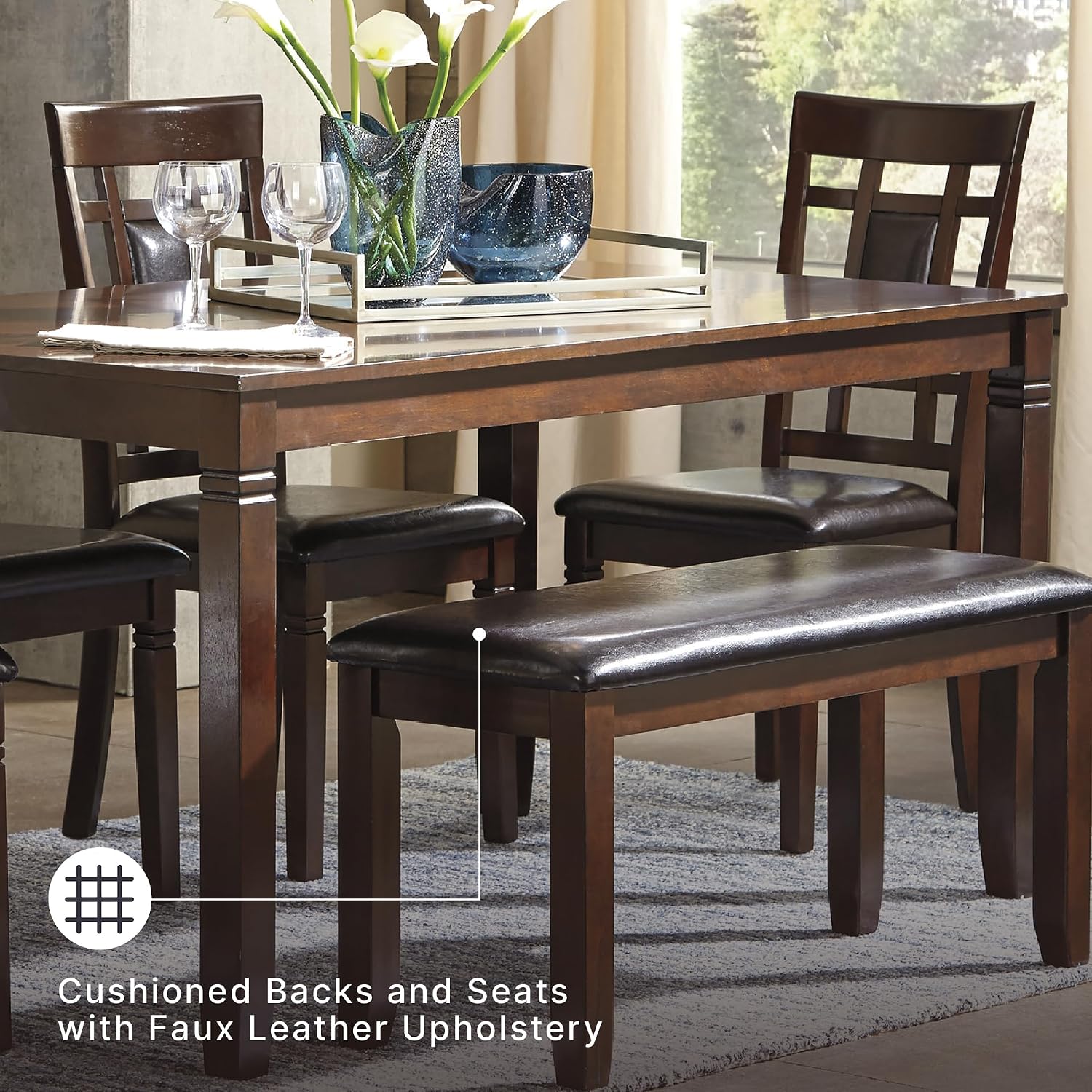 6-Piece Brown Dining Set with Bench
