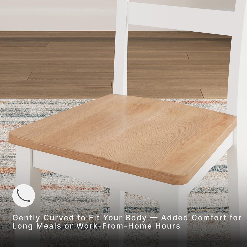 6-Piece White Light Wood Dining Set with Bench