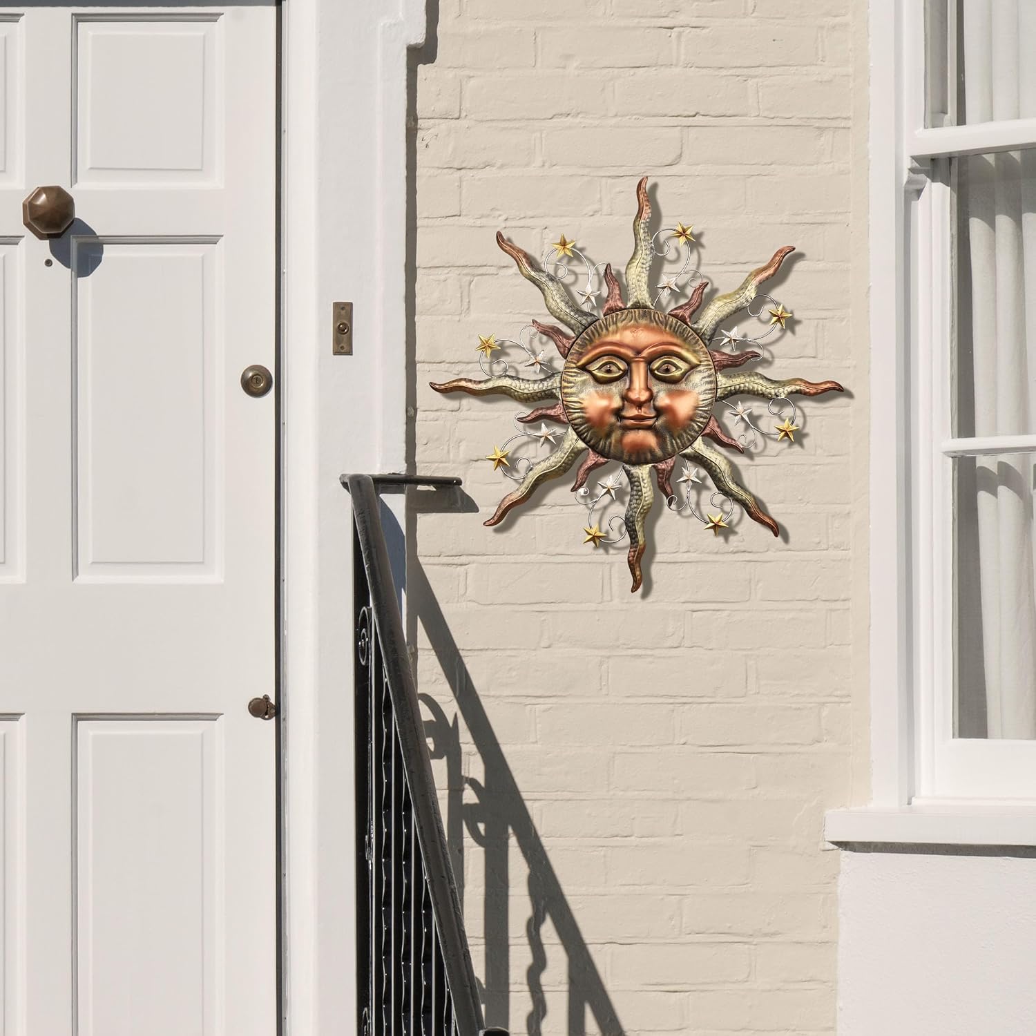 32" Bronze Sun Face Metal Outdoor Wall Art