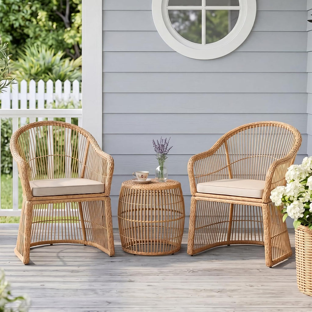 2 Piece Wicker Chair Set With Coffee Table
