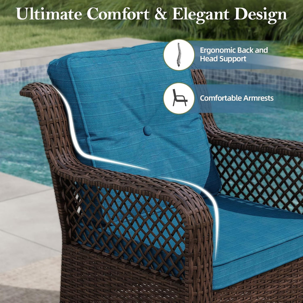 3 Piece Wicker Swivel Bistro Set