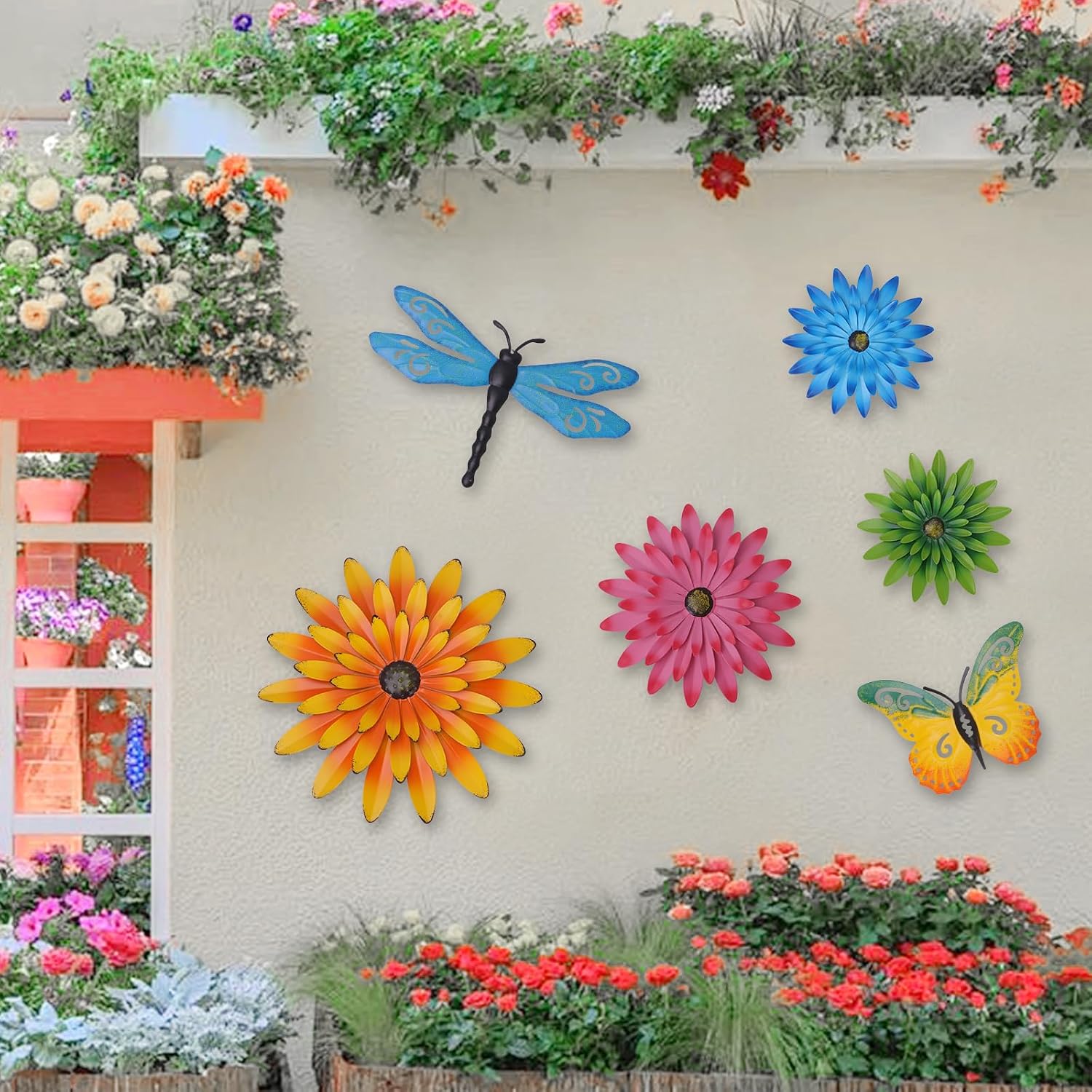 10Pcs 3D Metal Flower Wall Art Decor Kit