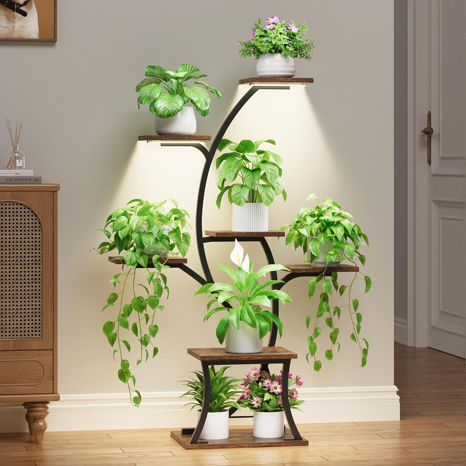 44" 7 Tier Plant Stand with Grow Lights