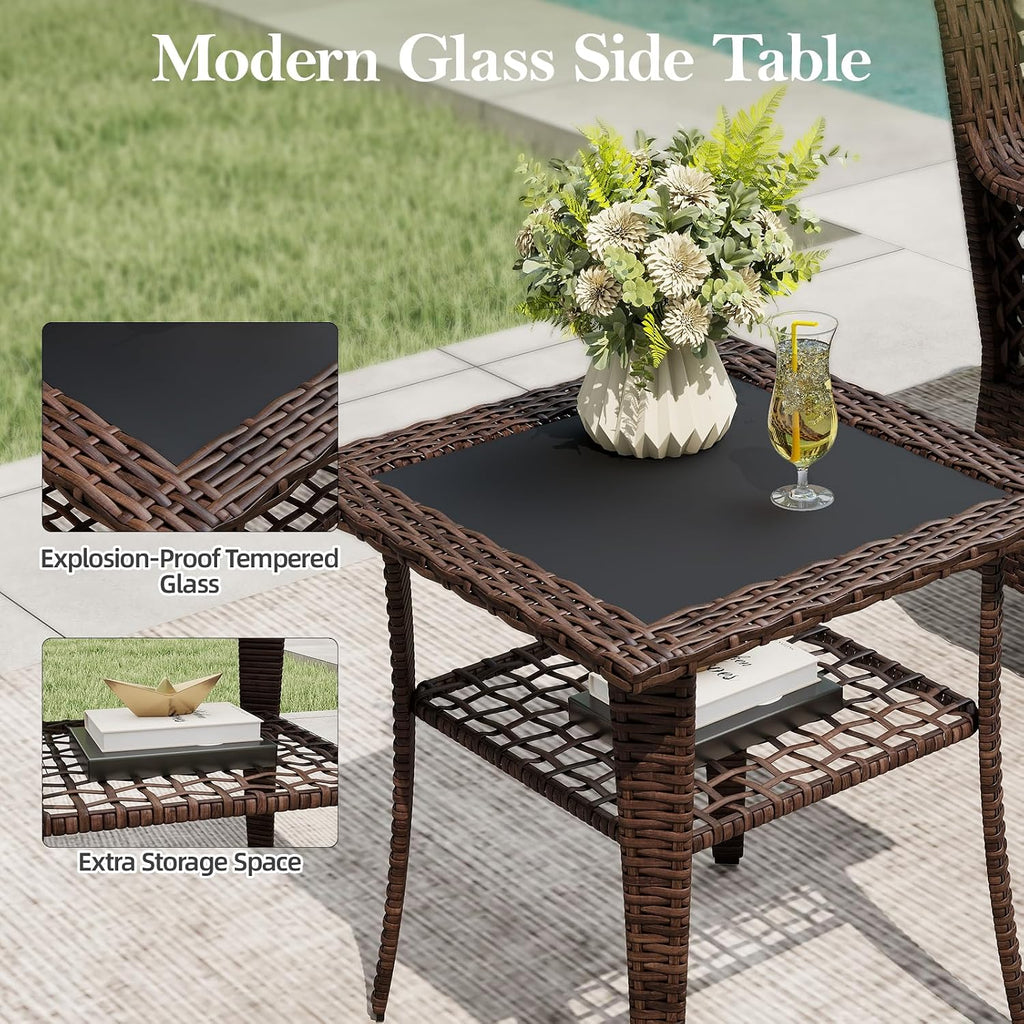 3 Piece Wicker Swivel Bistro Set