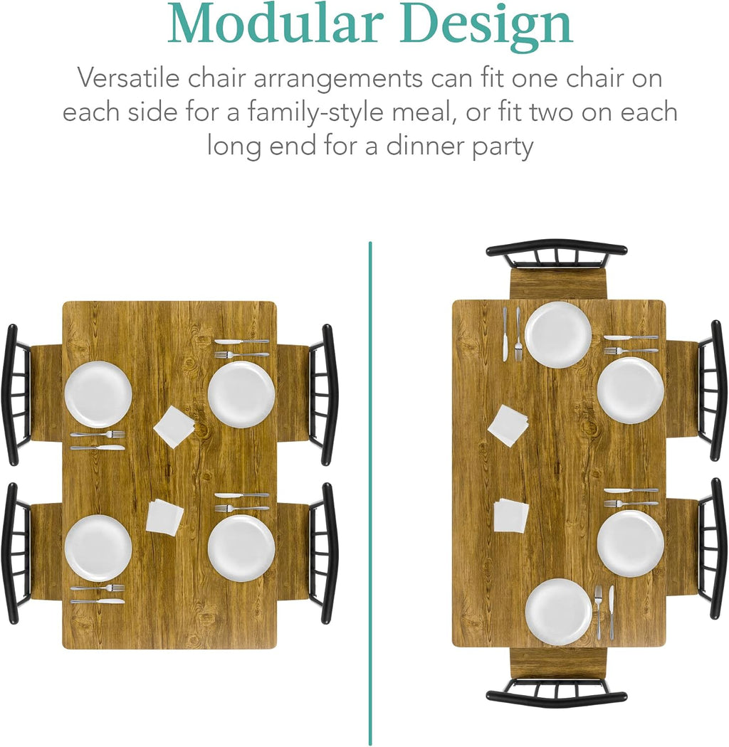 5-Piece Brown Wood Metal Dining Set