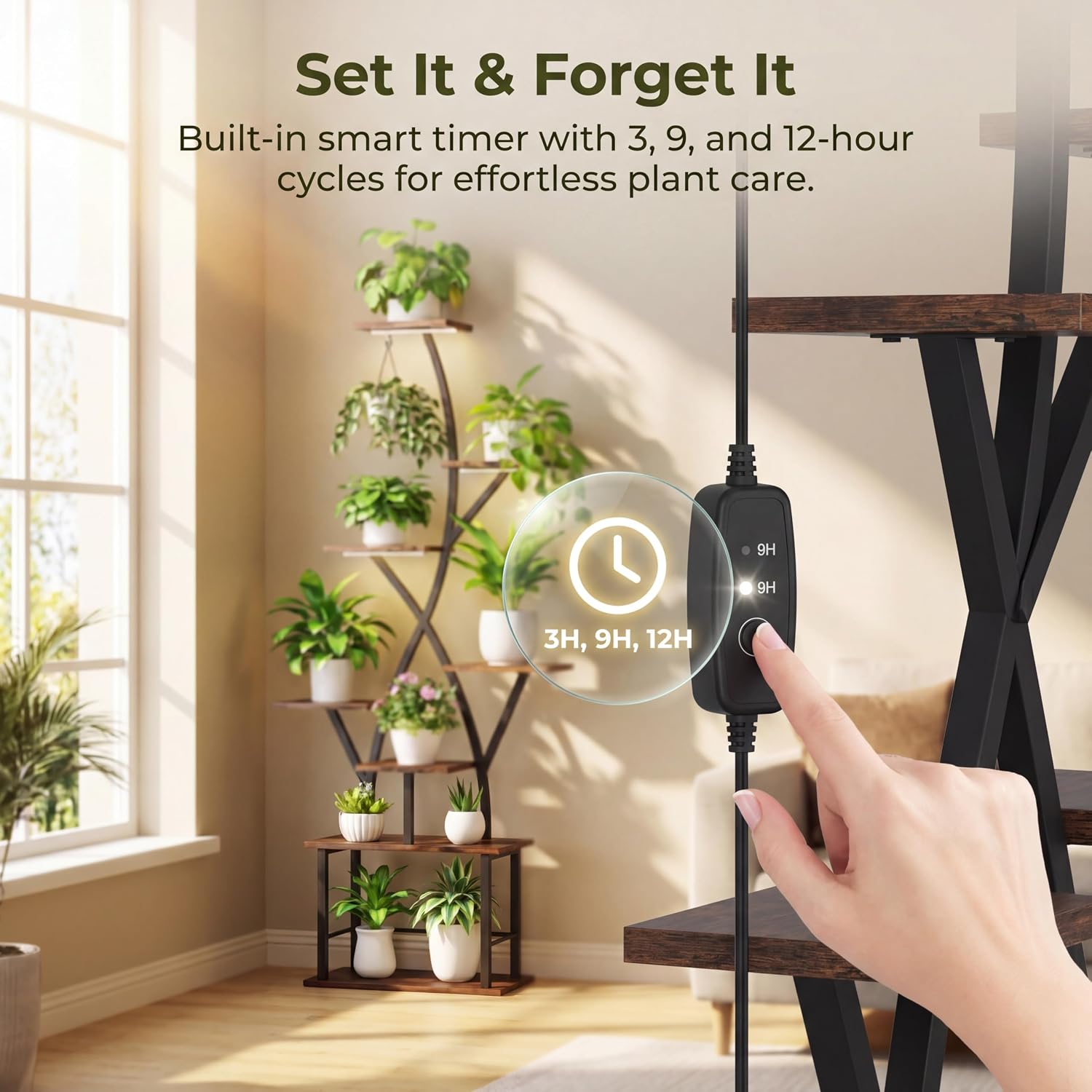 64" 8 Tier S-Shape Plant Stand with Grow Lights