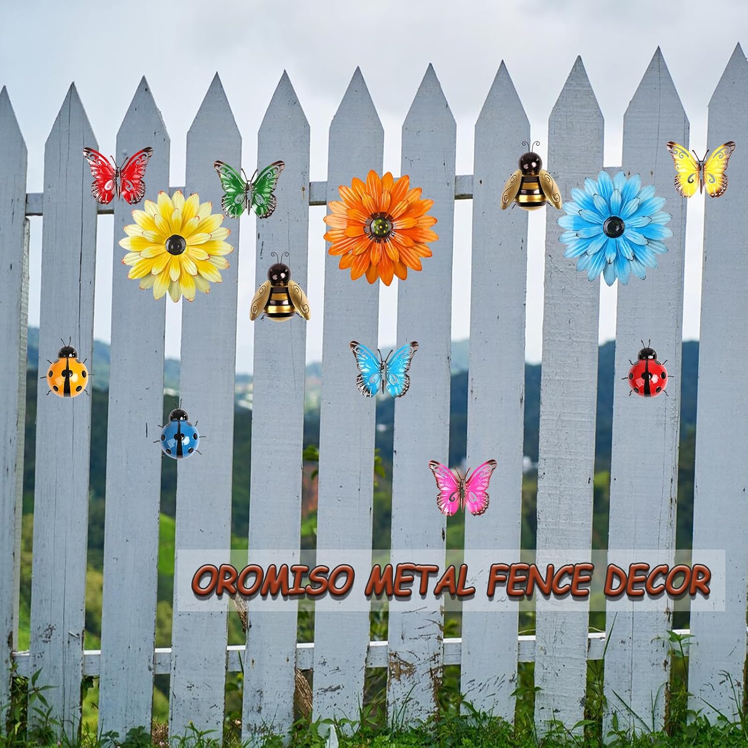 13Pcs Colorful Metal Garden Wall Decor Set