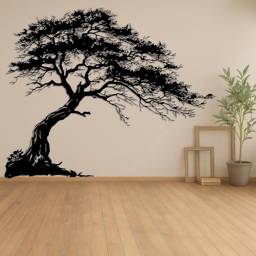 24" Black Bonsai Tree Metal Wall Art