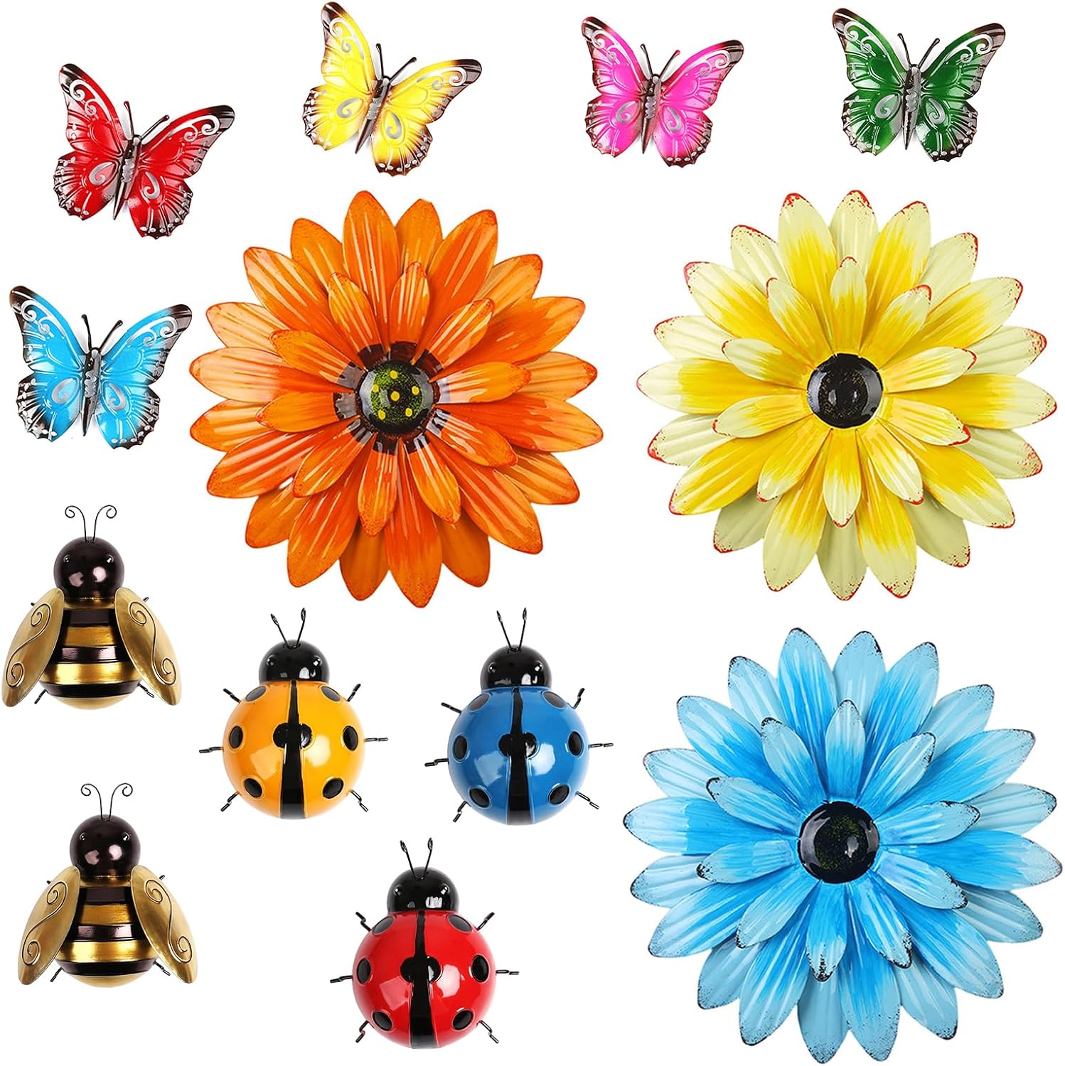 13Pcs Colorful Metal Garden Wall Decor Set