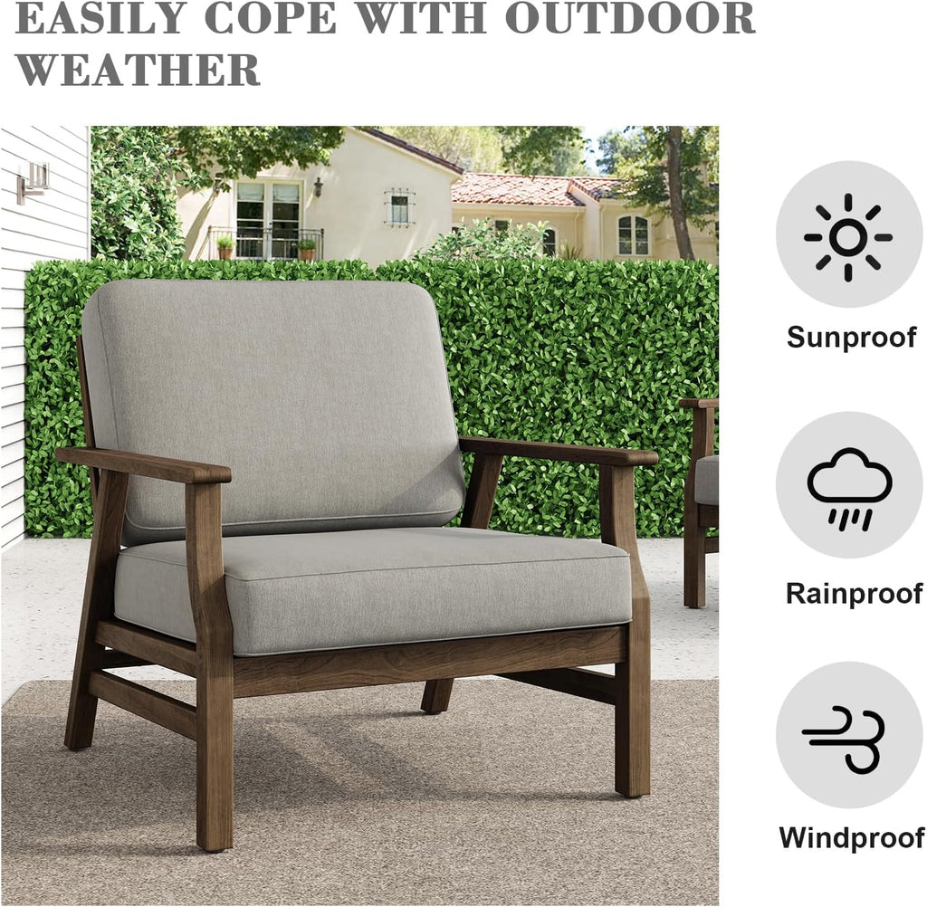 3 Piece Wood Patio Bistro Set With Cushions