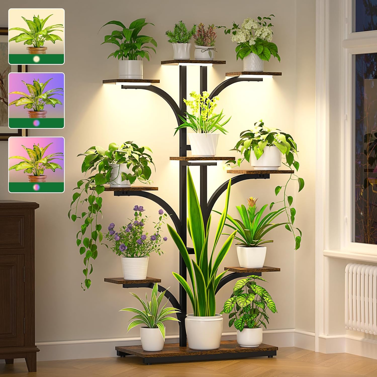 64" Tree-Shaped Plant Stand with Grow Lights
