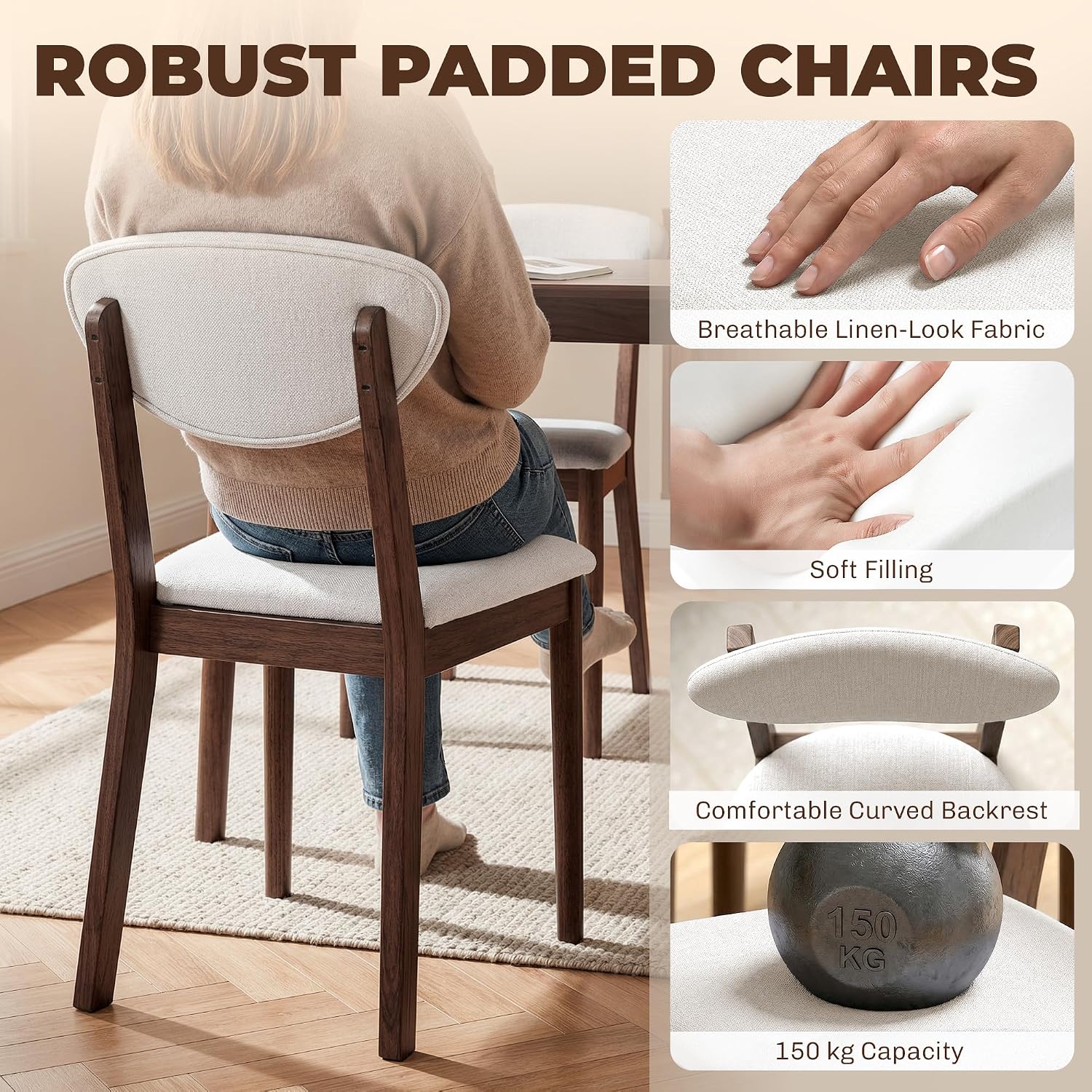 5-Piece Cream Mid-Century Dining Set