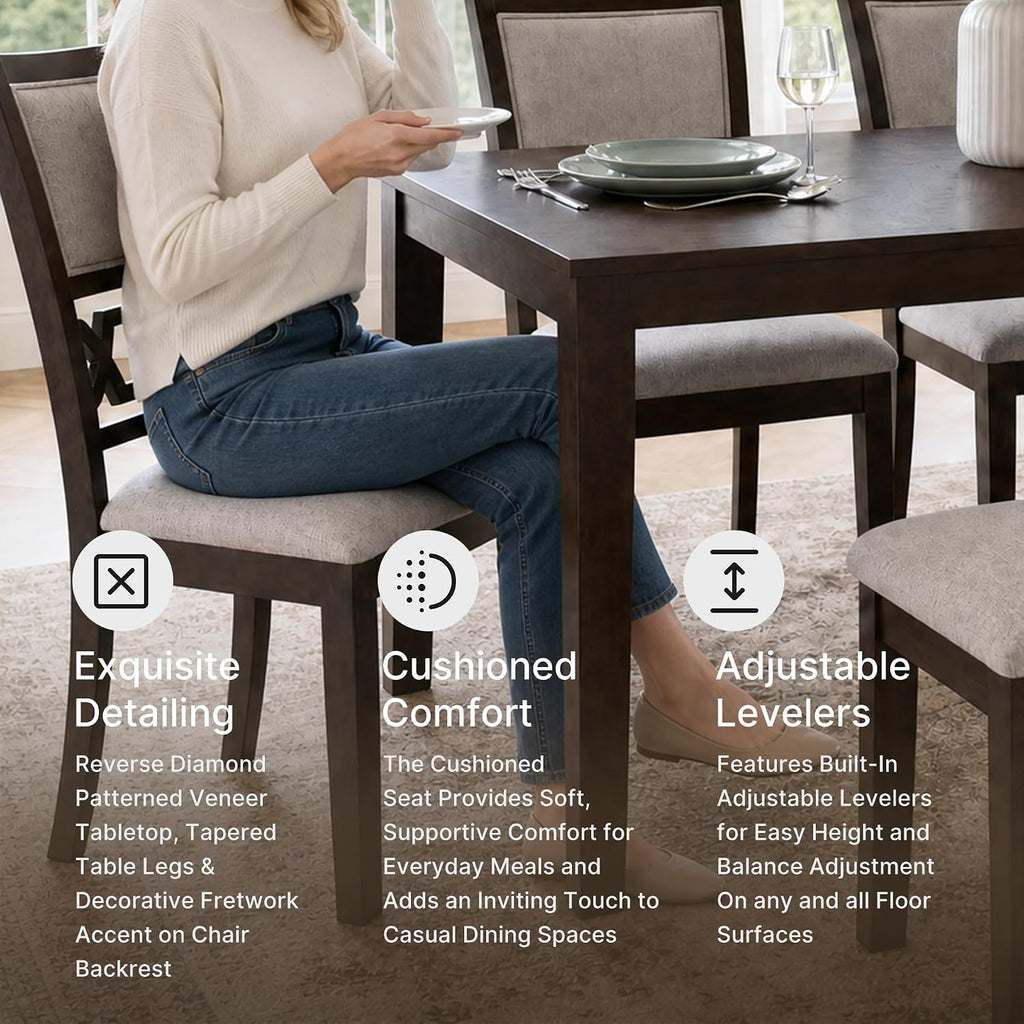 6-Piece Cherry Wood Dining Set with Bench