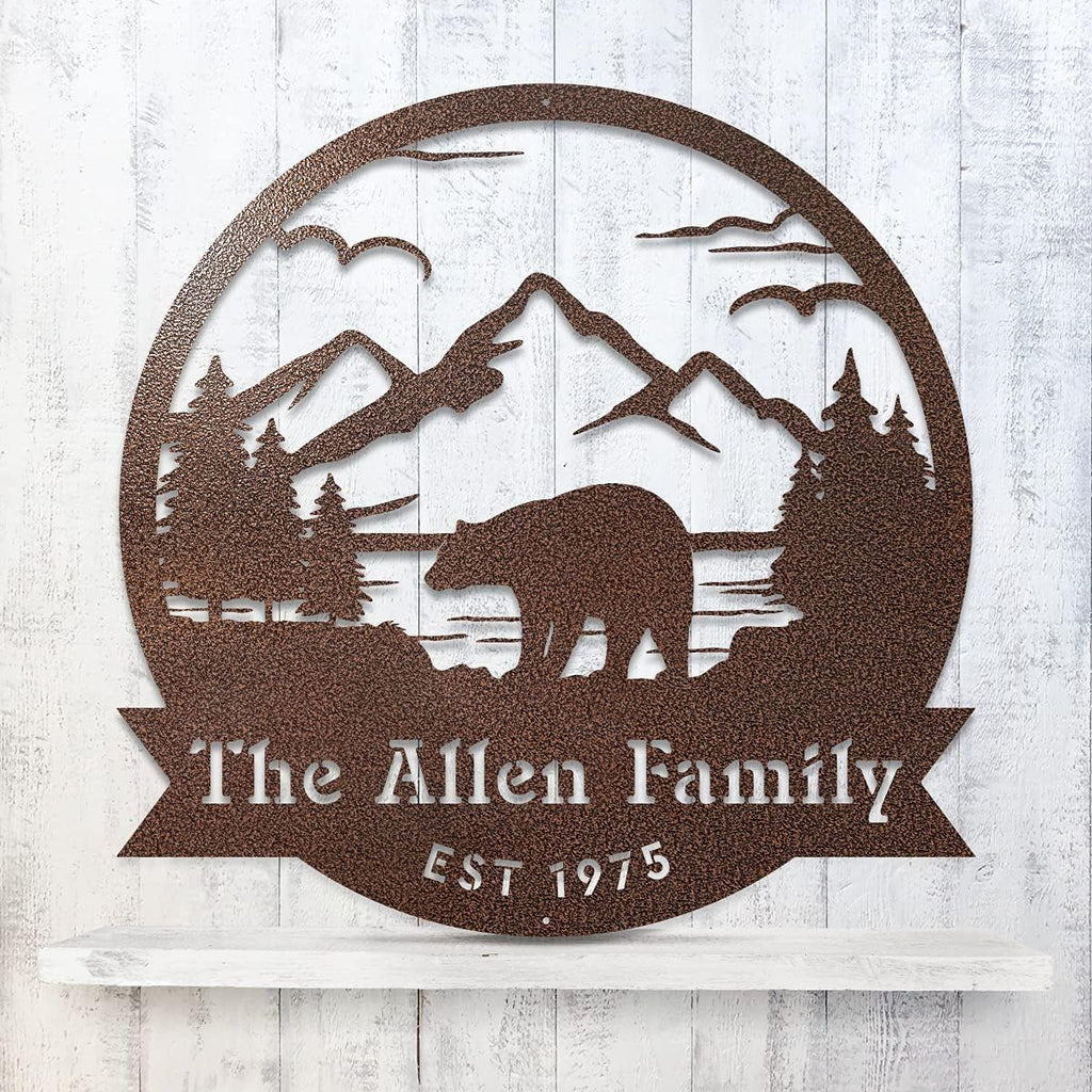 Bear Family Mountain Metal Sign