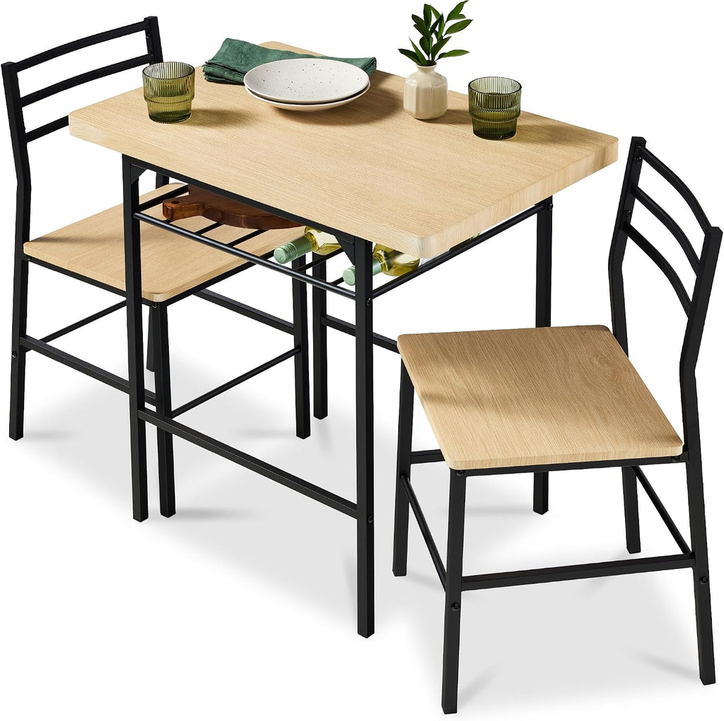 3-Piece Natural Black Space Saving Dining Set