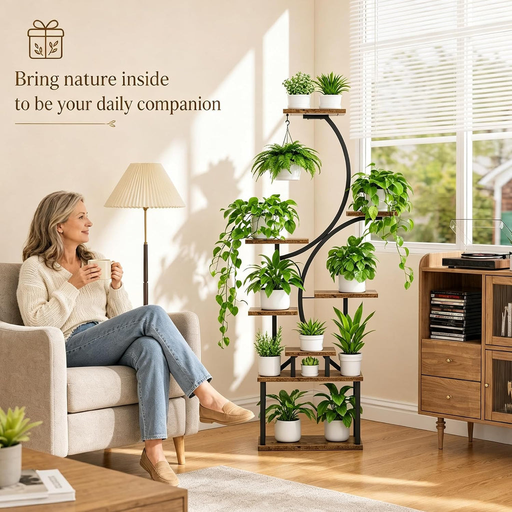 8 Tier S-Shaped Plant Stand With Grow Lights