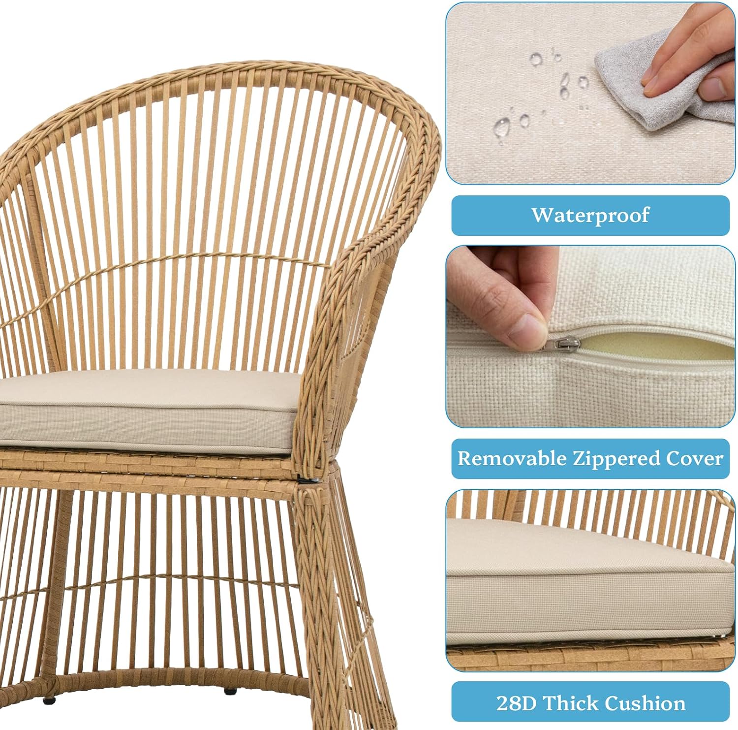 2 Piece Wicker Chair Set With Coffee Table