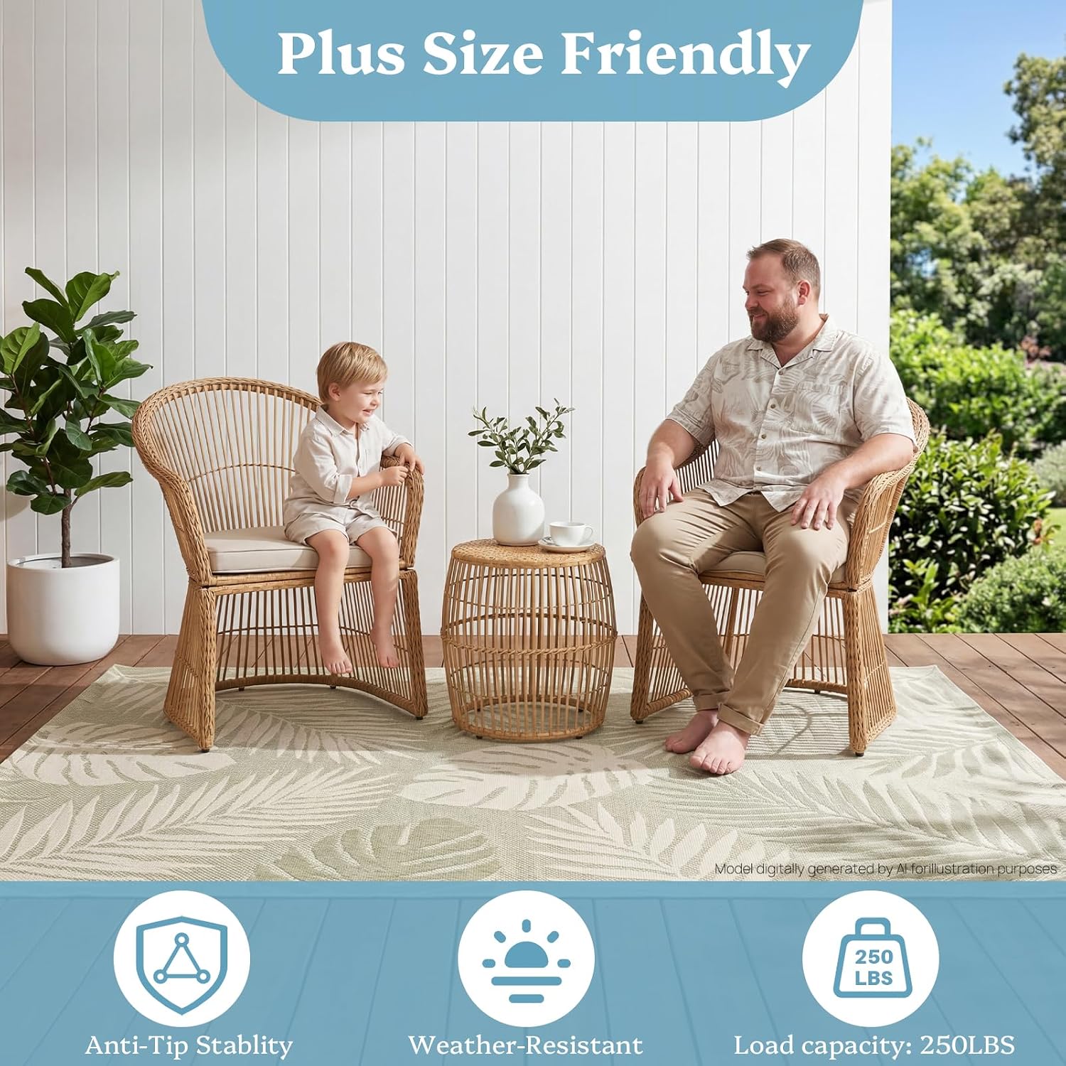 2 Piece Wicker Chair Set With Coffee Table