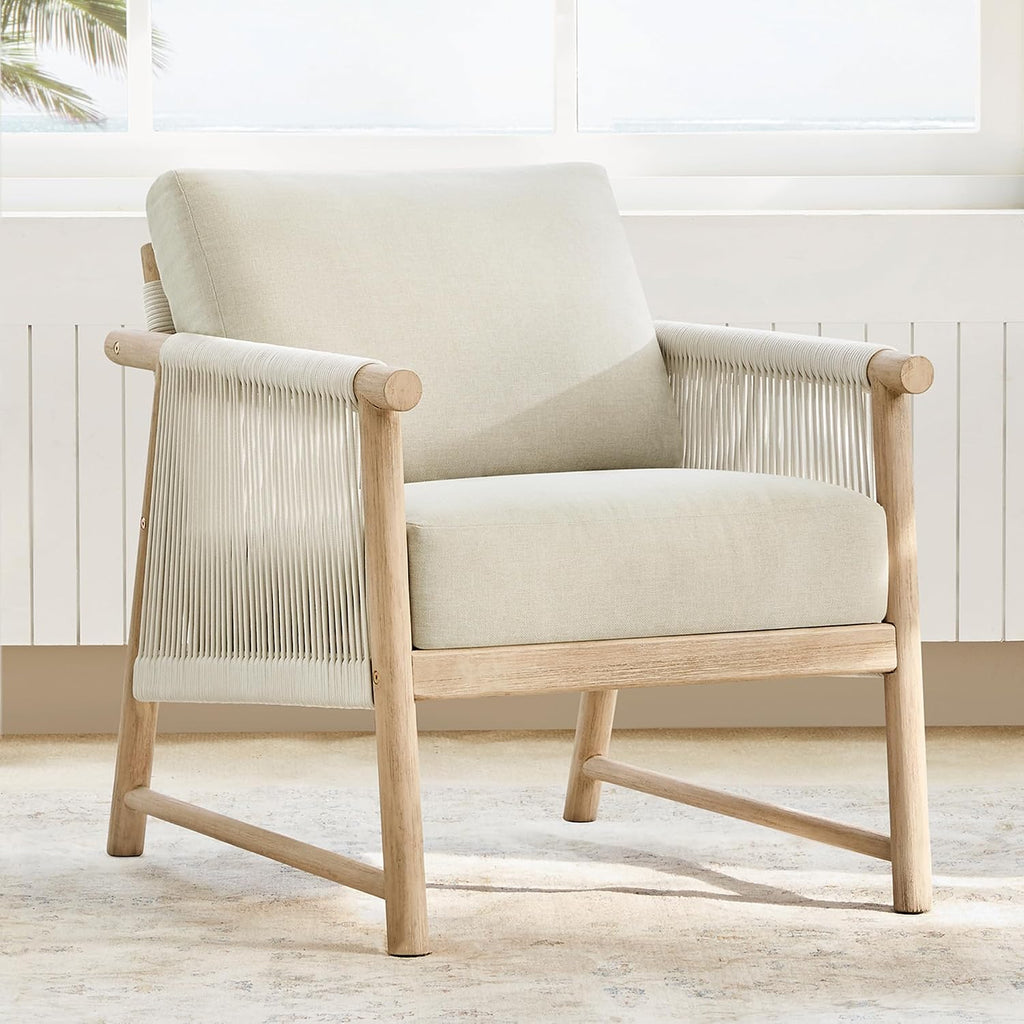 Boho Rattan Rope Braid Armchair