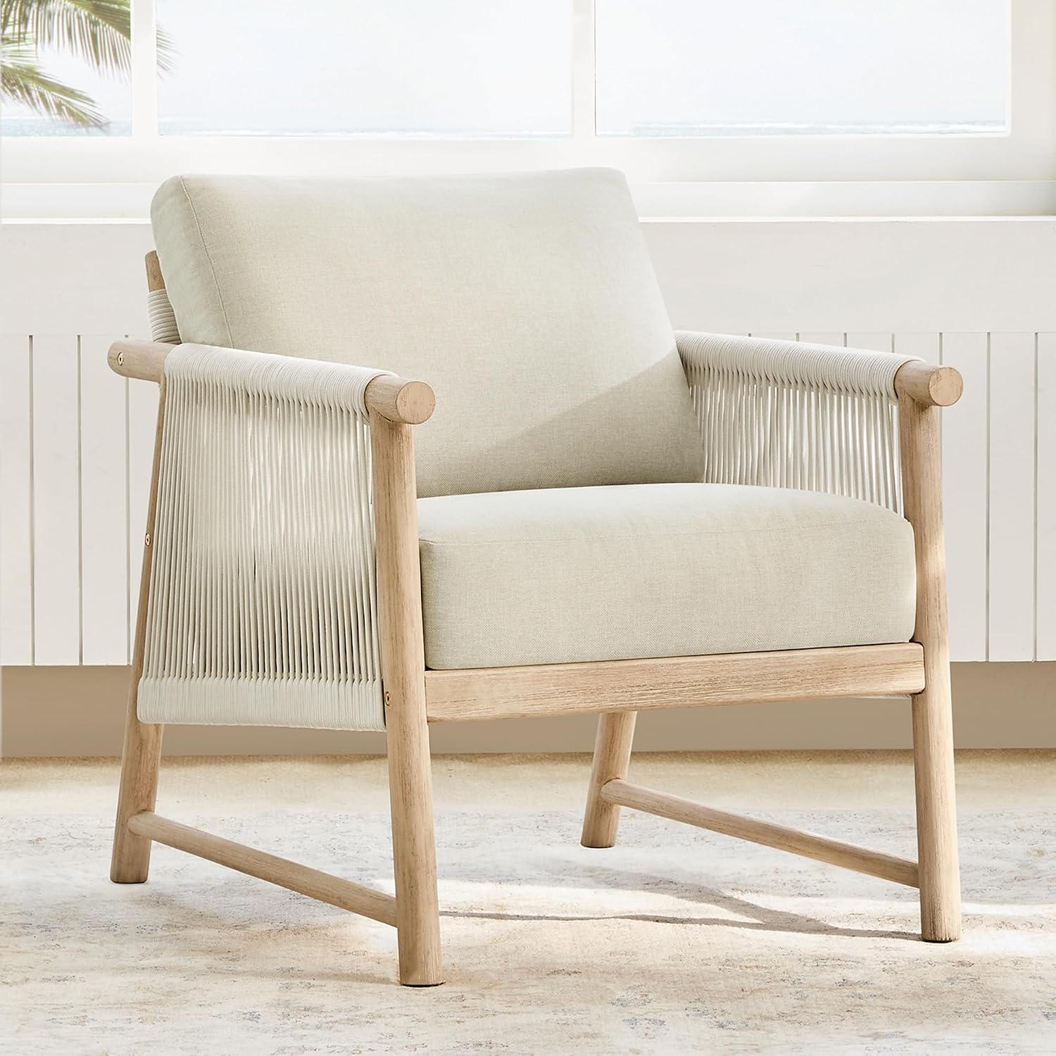 Boho Rattan Rope Braid Armchair
