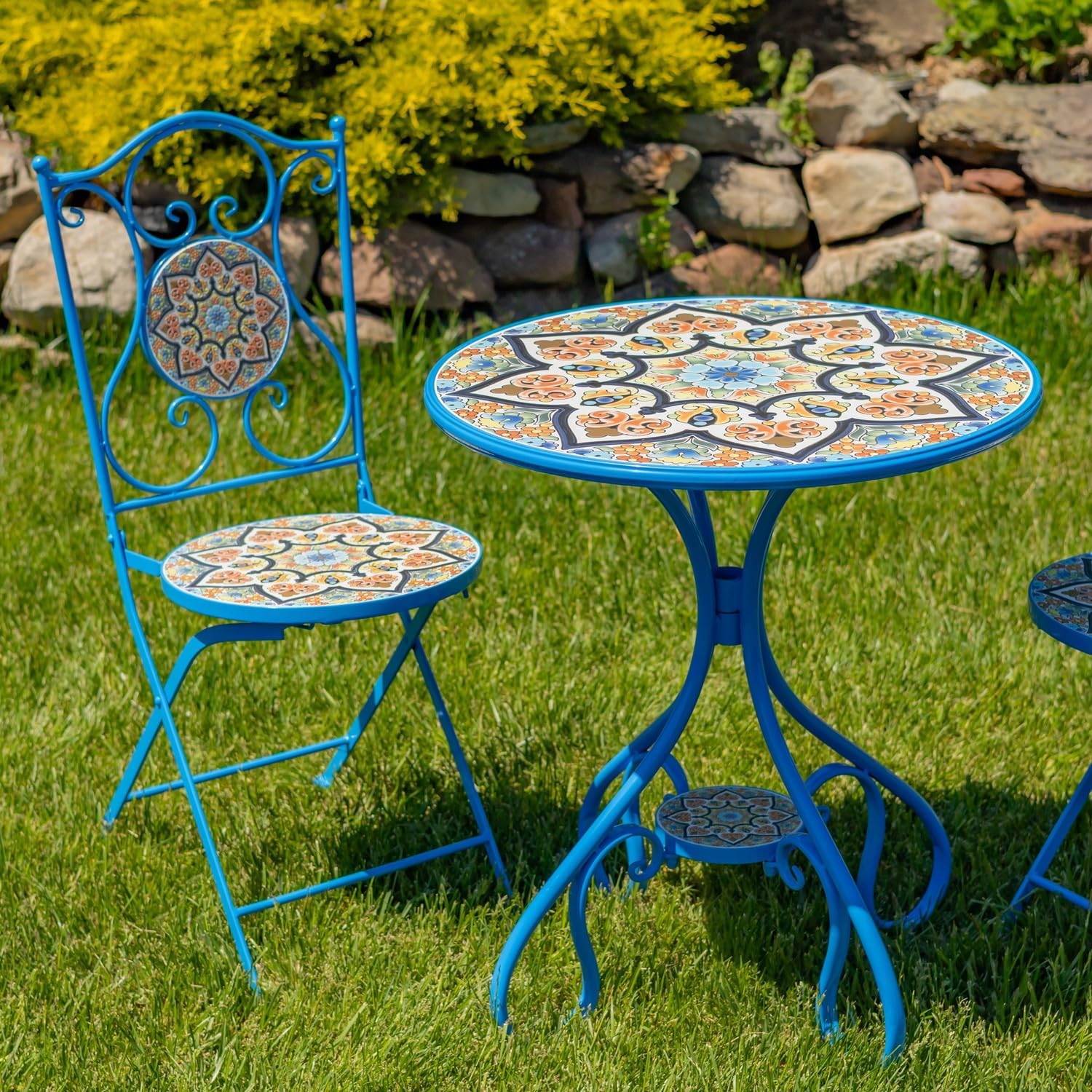 3 Piece Mosaic Patio Bistro Set