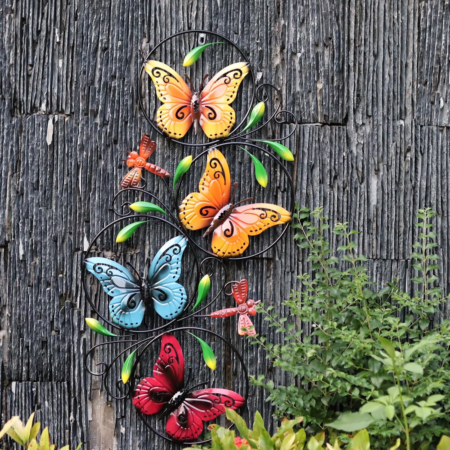 37" Colorful Metal Butterfly Wall Decor