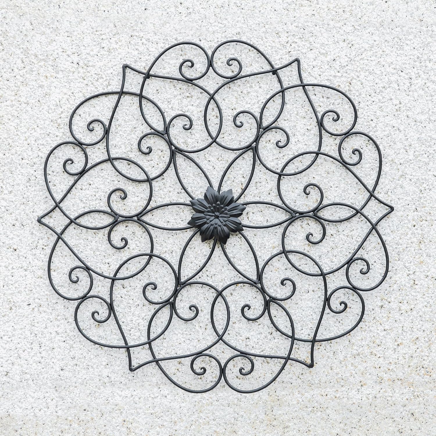 23" Black Floral Scroll Metal Wall Decor