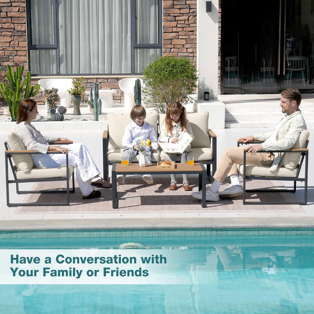 4 Piece Metal Patio Conversation Set