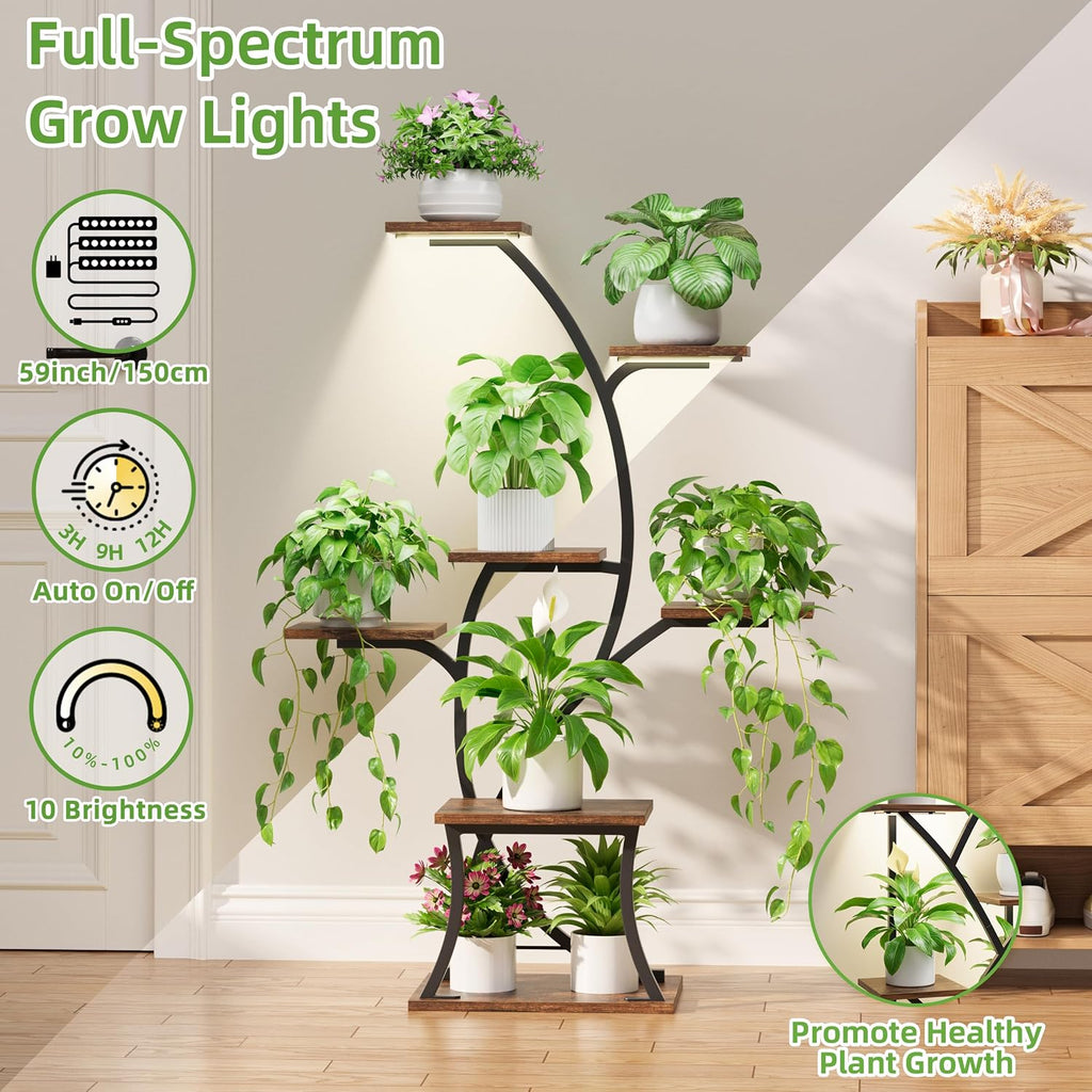 44" 7 Tier Plant Stand with Grow Lights