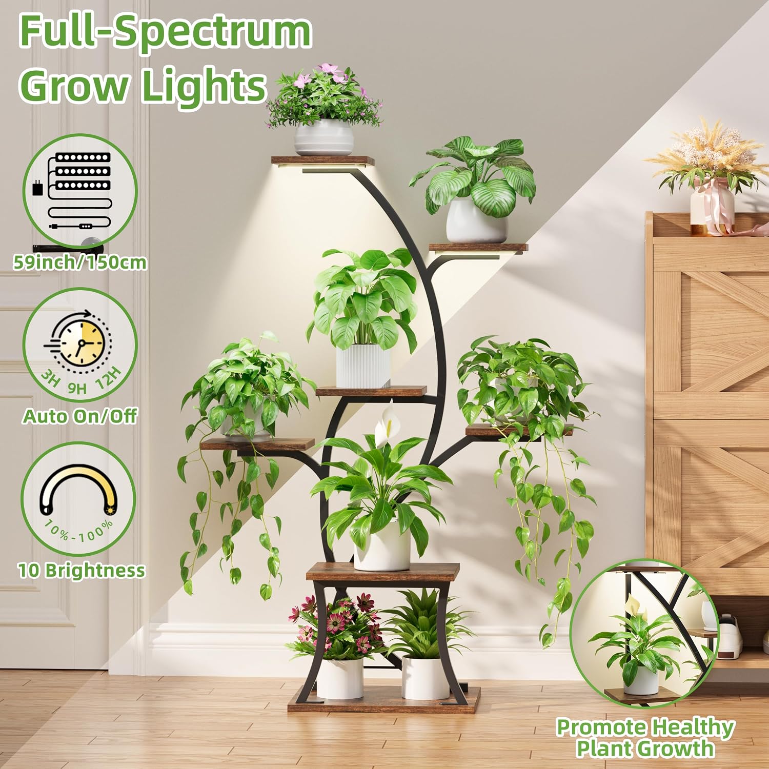 44" 7 Tier Plant Stand with Grow Lights