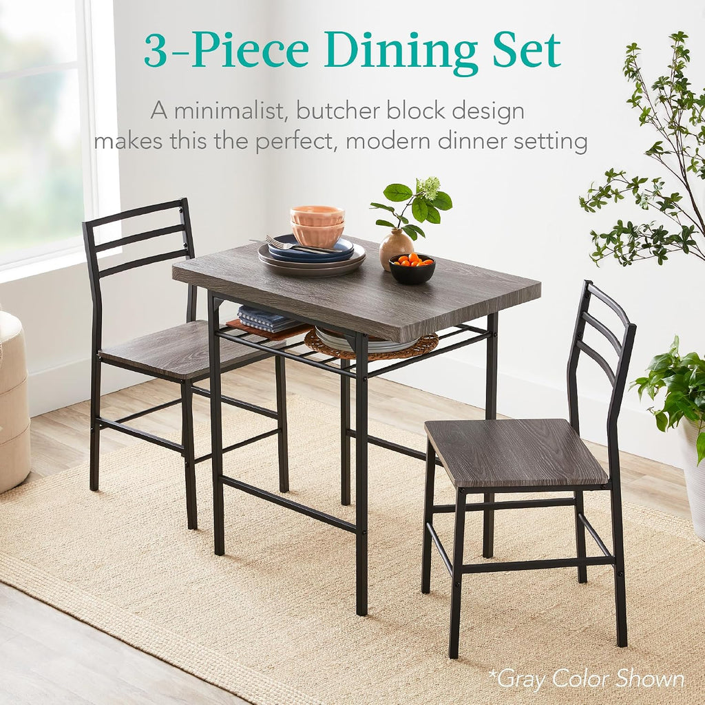 3-Piece Natural Black Space Saving Dining Set