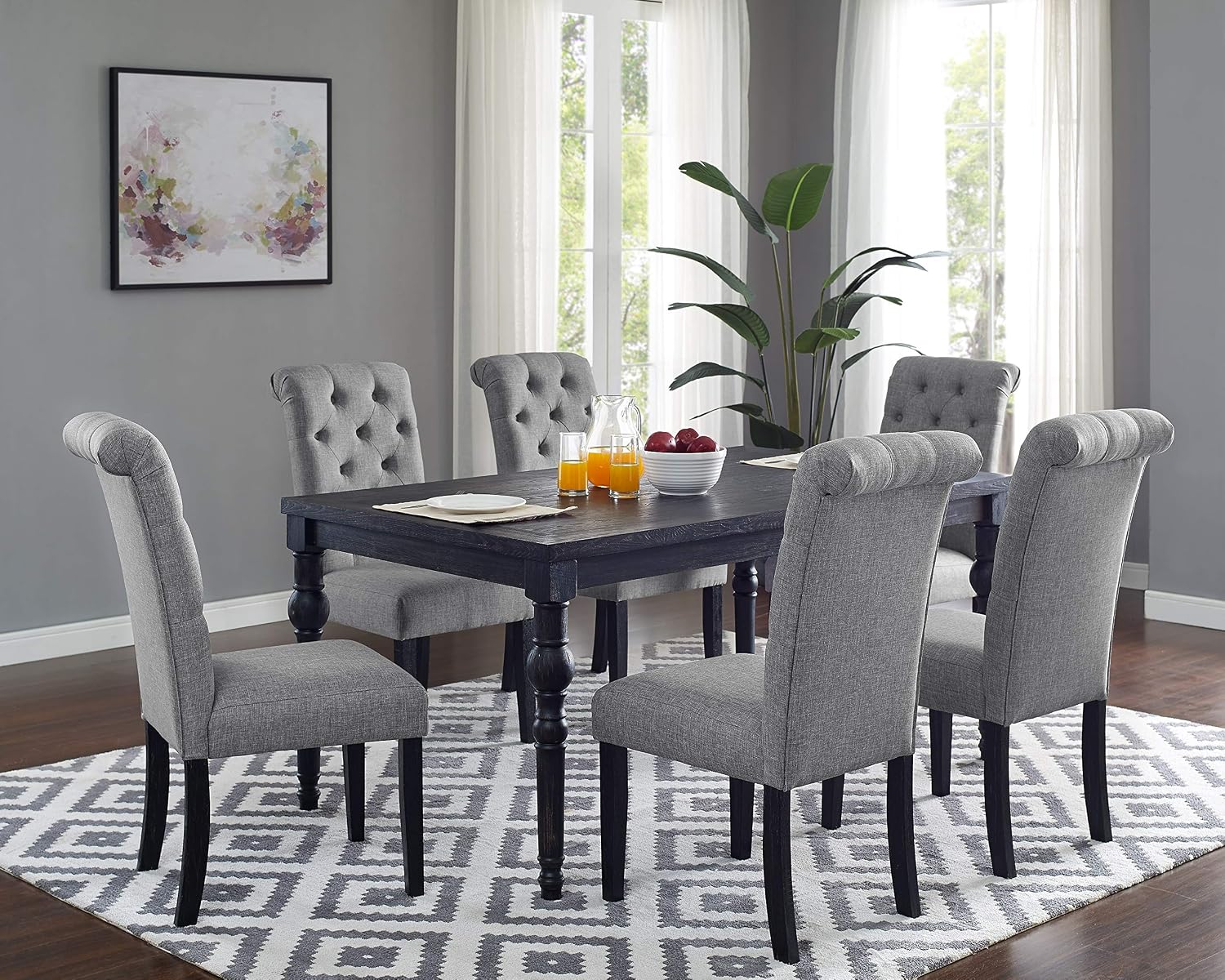 Grey Counter Height Dining Set with 6 Chairs