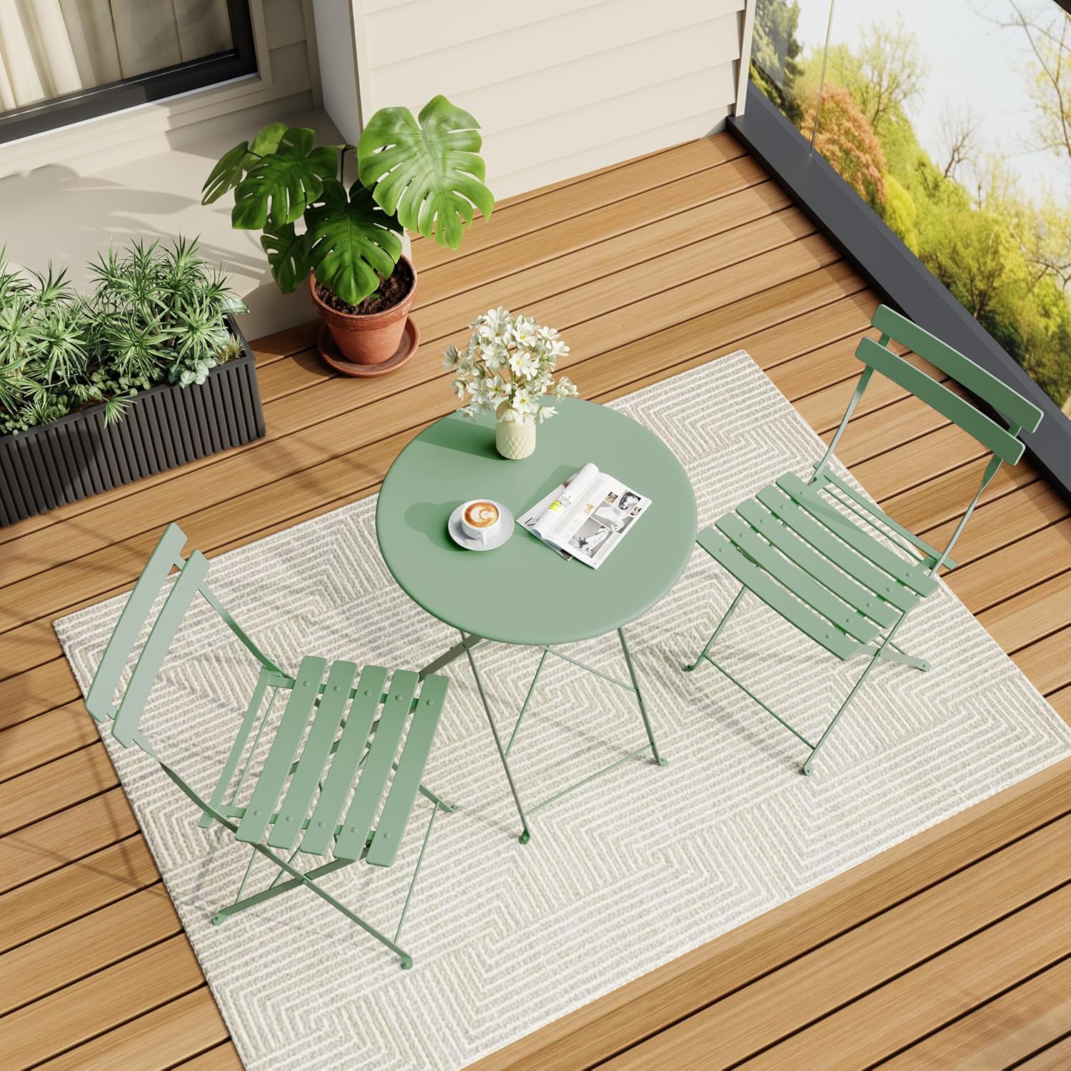 3 Piece Folding Patio Bistro Set