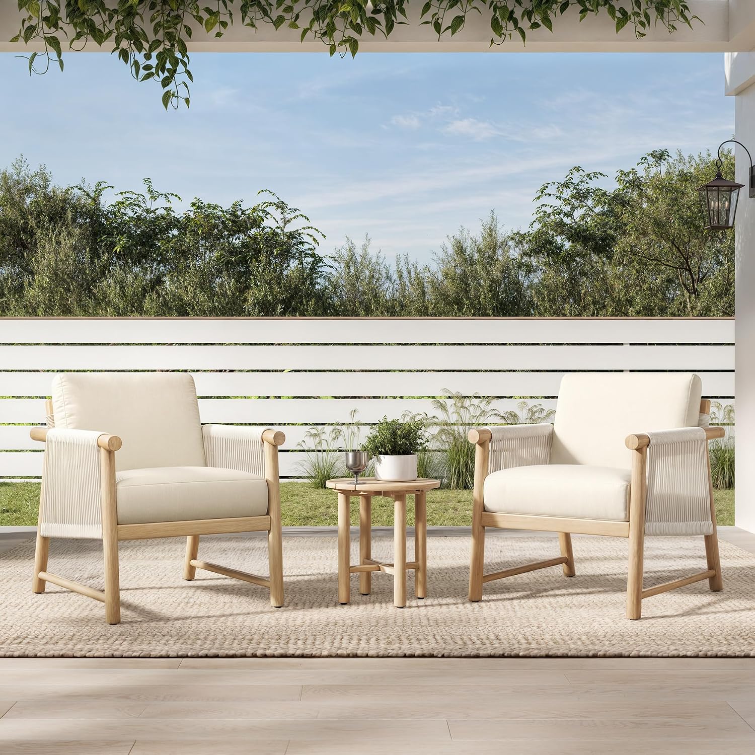 Boho Rattan Rope Braid Armchair