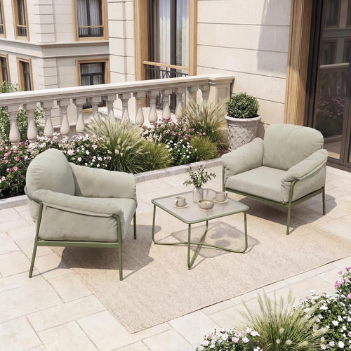 3 Piece Metal Patio Bistro Set With Cushions