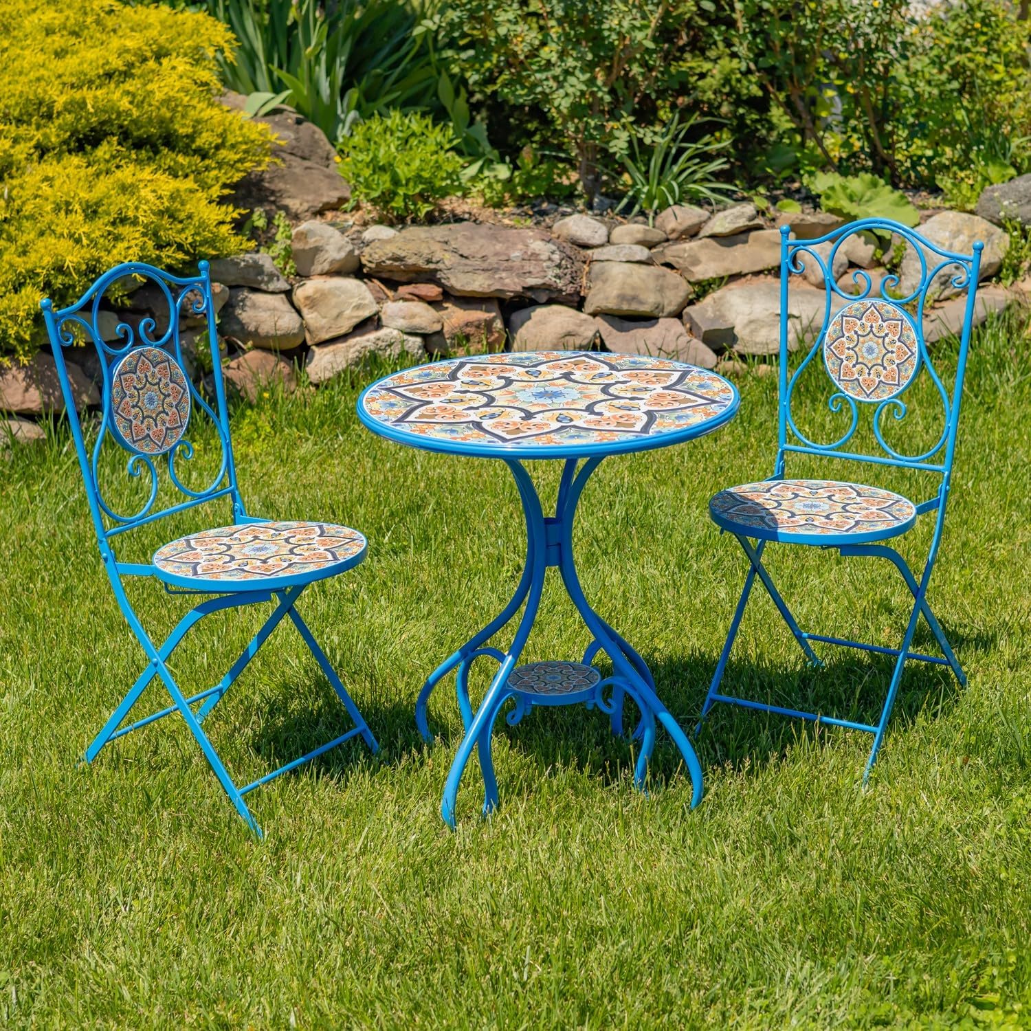 3 Piece Mosaic Patio Bistro Set