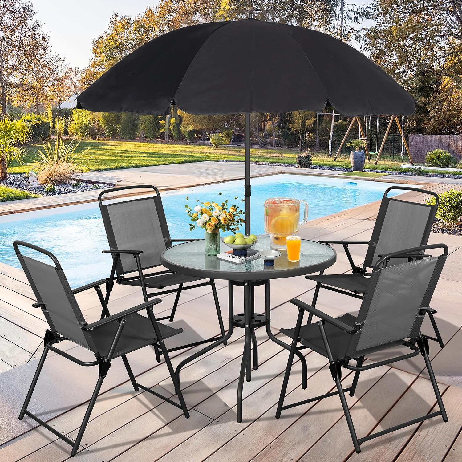 6 Piece Folding Patio Dining Set