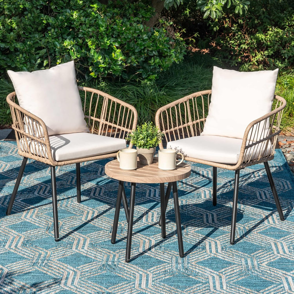 3 Piece Wicker Patio Bistro Set